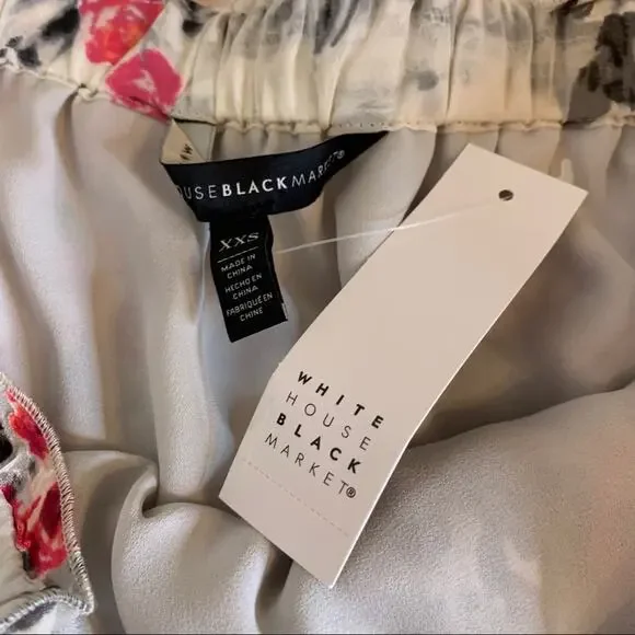 WHBM white pink floral burnout sheer top XXS NWT - Picture 11 of 14